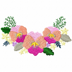 Flowers And Tree Embroidery Design 2